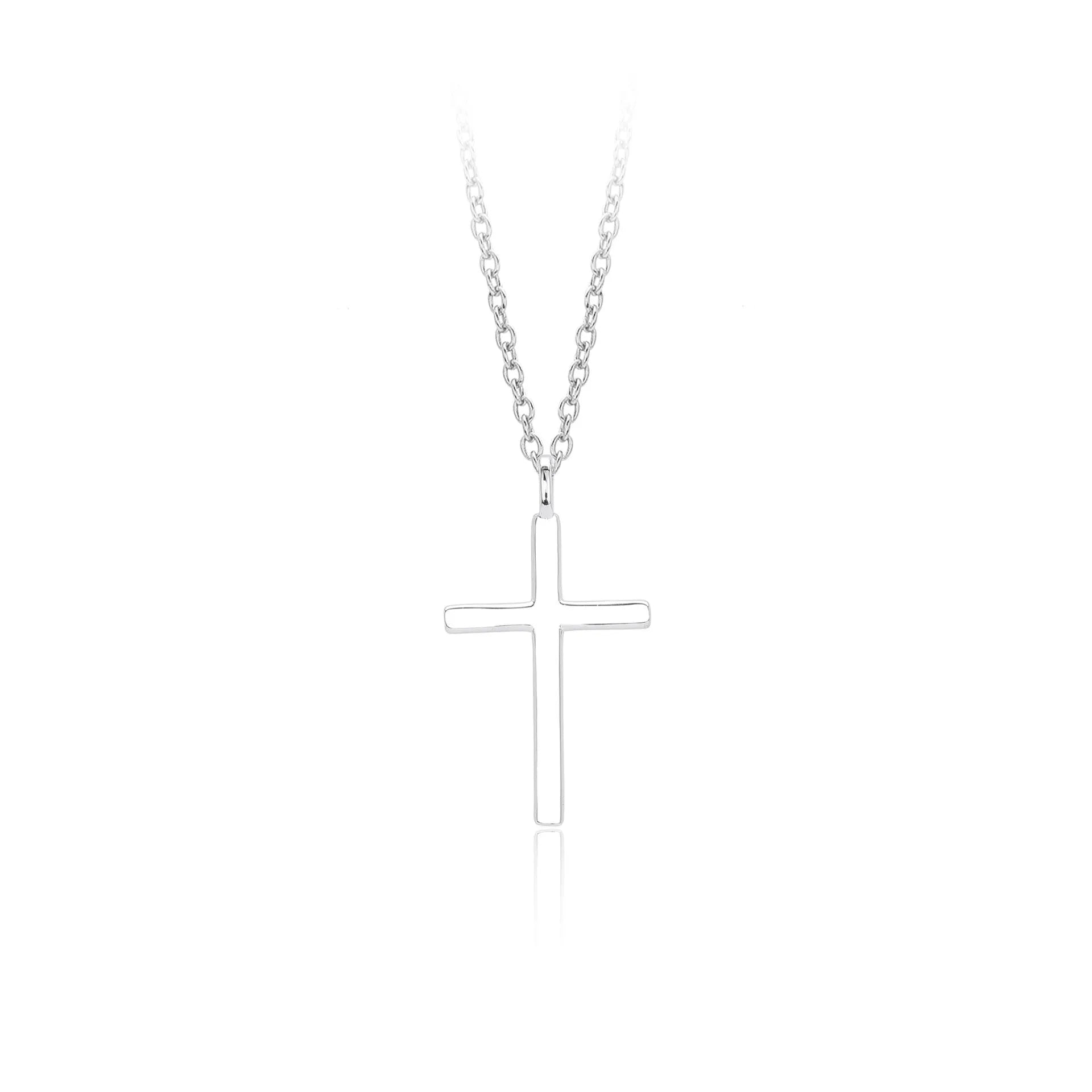 S925 sterling silver cross pendant necklace on O-chain with adjustable length