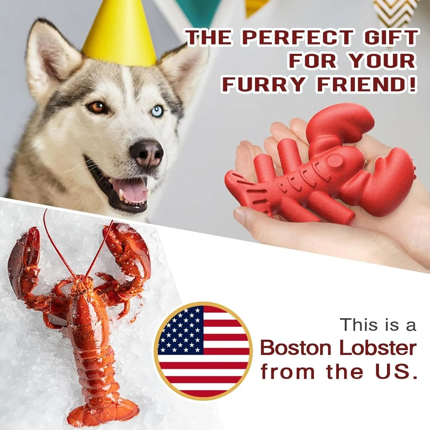 Red hard-wearing dog chew toy for large breed dogs measuring 170mm long