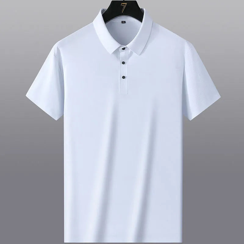 Men's non-ironing short sleeve business casual shirt in solid colour on hanger