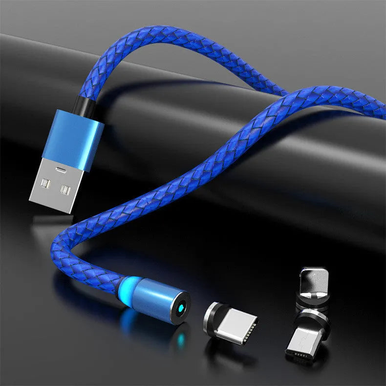 Magnetic mobile phone charging cable with breathing light indicator in multiple colour options