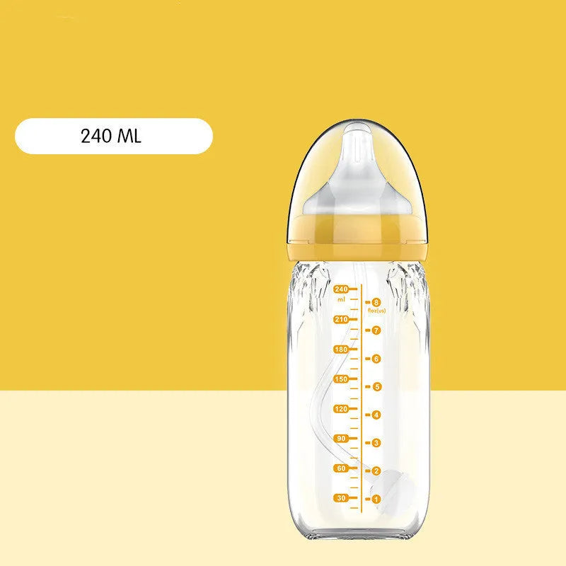 Baby constant temperature glass feeding bottle with USB heating sleeve and handle 240ml