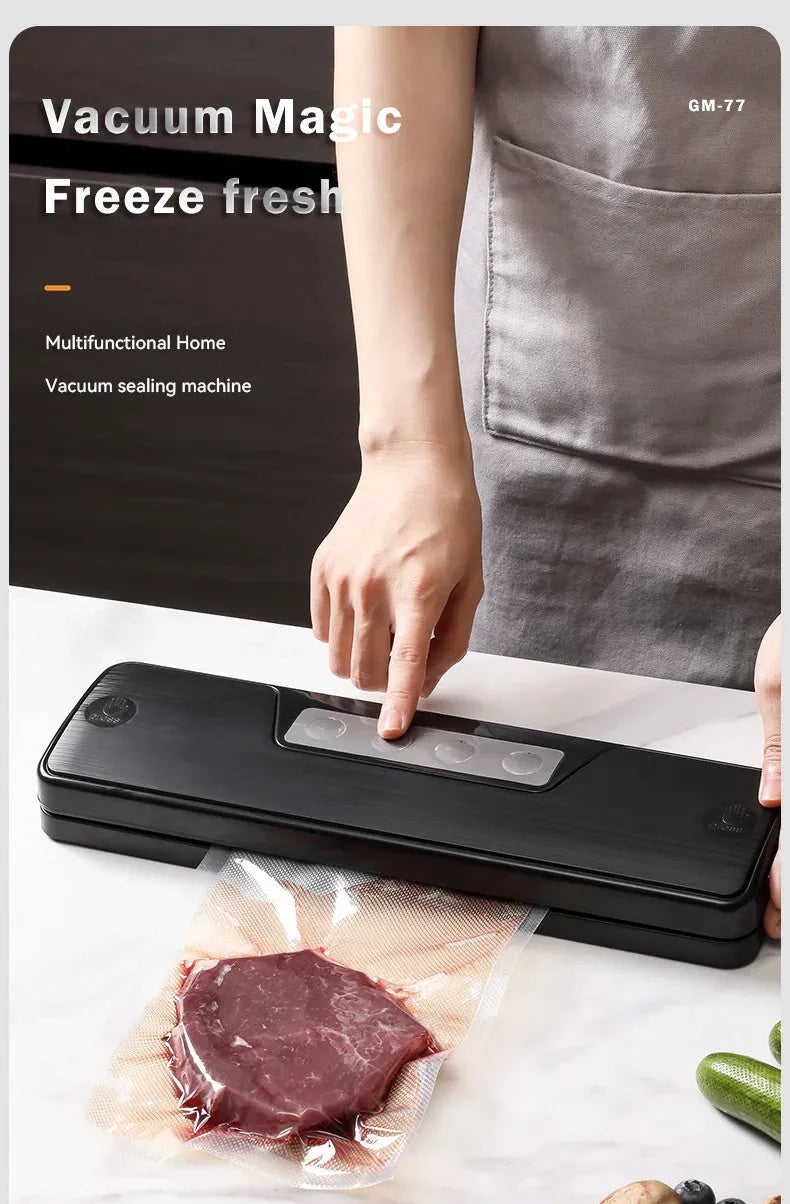 Compact white automatic vacuum sealer machine for food preservation and item storage
