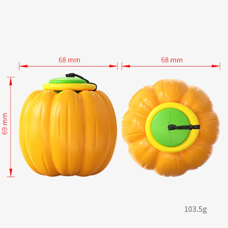 Plastic pumpkin dog chew toy with squeaker for small dogs in orange colour