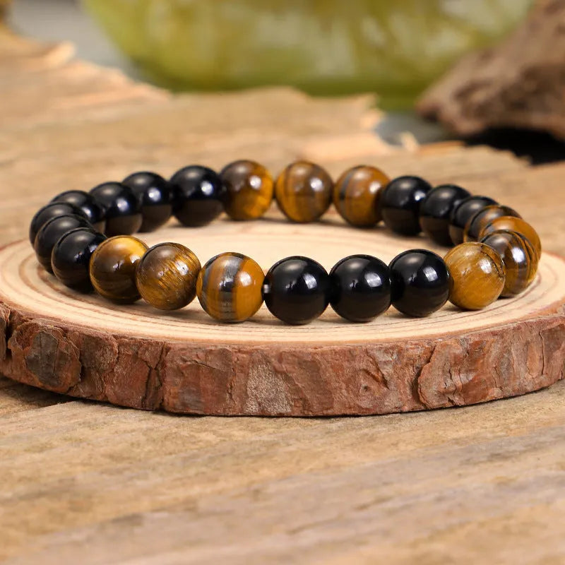 Tiger eye stone drop pendant necklace with tassel detailing on 81cm adjustable chain