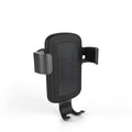 Black car wireless charger made from PVC and magnesium aluminium alloy on a car dashboard