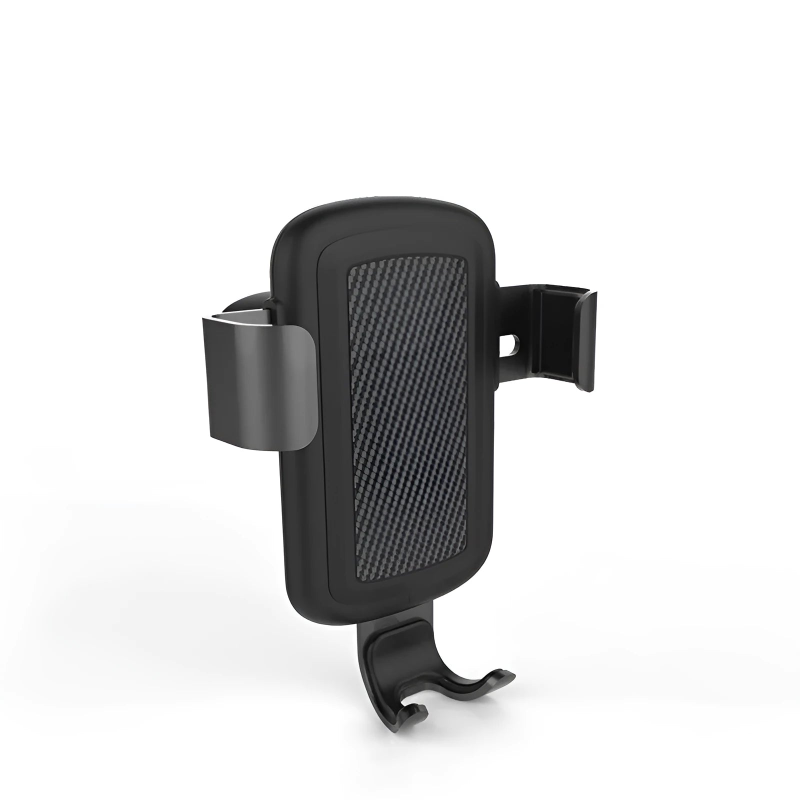 Black car wireless charger made from PVC and magnesium aluminium alloy on a car dashboard