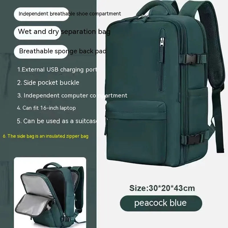 Large waterproof mummy-style backpack in nylon, shown in a selection of colours including black, mint green, and pink.