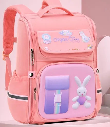 Large capacity children's cartoon backpack with airpillow straps for spine protection in Oxford cloth