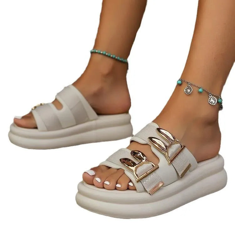 Women's suede slippers with soft rubber soles in apricot colour
