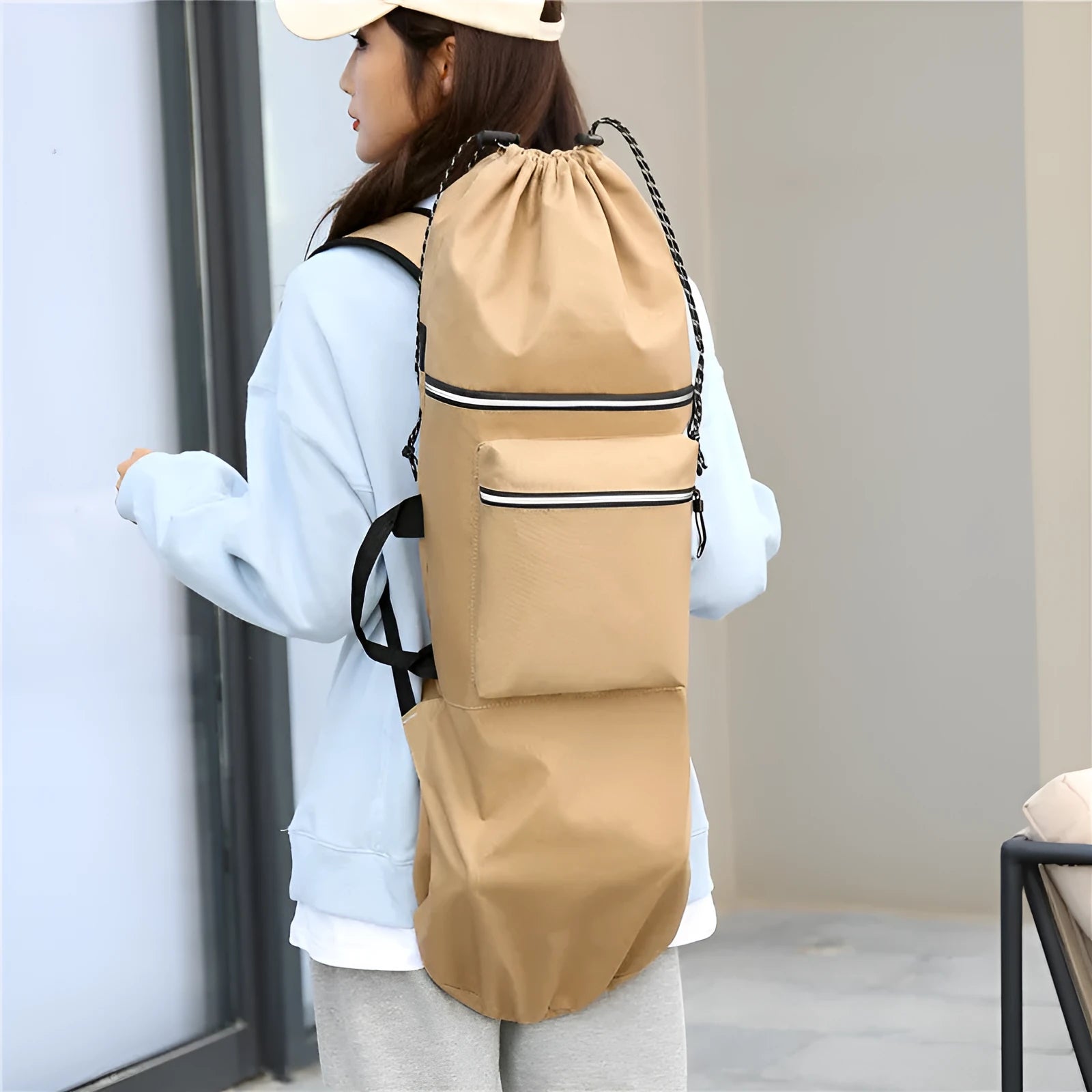 Lightweight waterproof nylon skateboard sports backpack in camouflage colour with large capacity