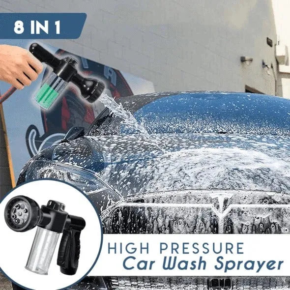 Green high-pressure foam spray gun with adjustable nozzle for car washing and garden use