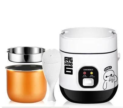 Miniature round automatic rice cooker with 2L capacity and steaming function for one to two persons