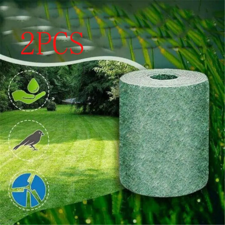 Roll of biodegradable grass seed mat 20cm by 300cm for soil erosion control and lawn establishment