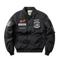 Slim-fit stand collar retro embroidery cotton-padded coat in blue colour with patch pockets