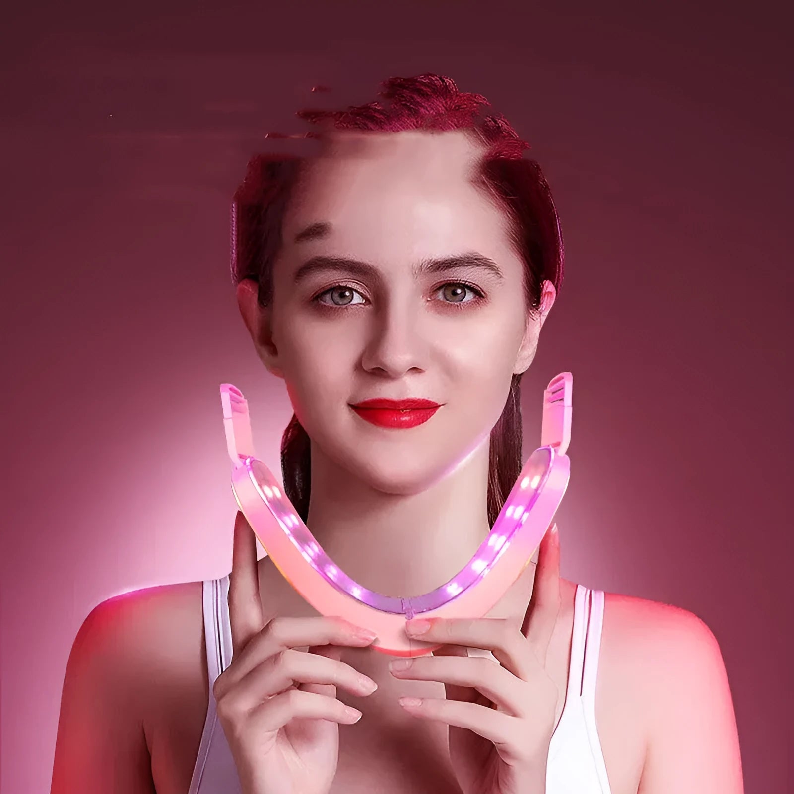 Electric face-lifting massager in green with ABS shell and USB charging port