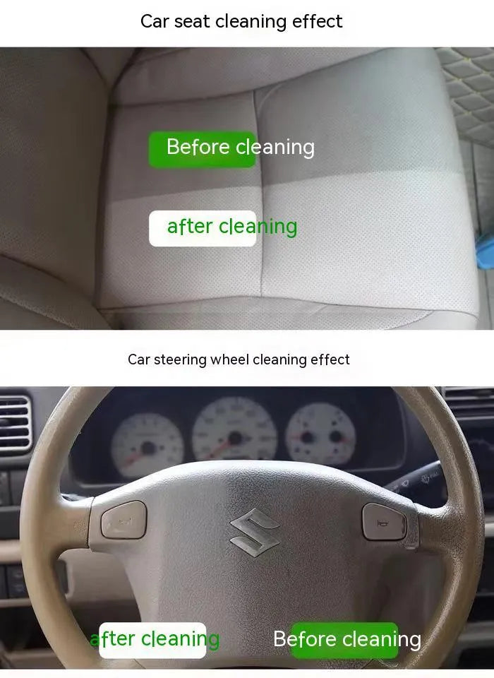 UL ultrasonic fabric roof foam decontamination cleaner bottle with towel and sponge wipes for vehicle ceilings.