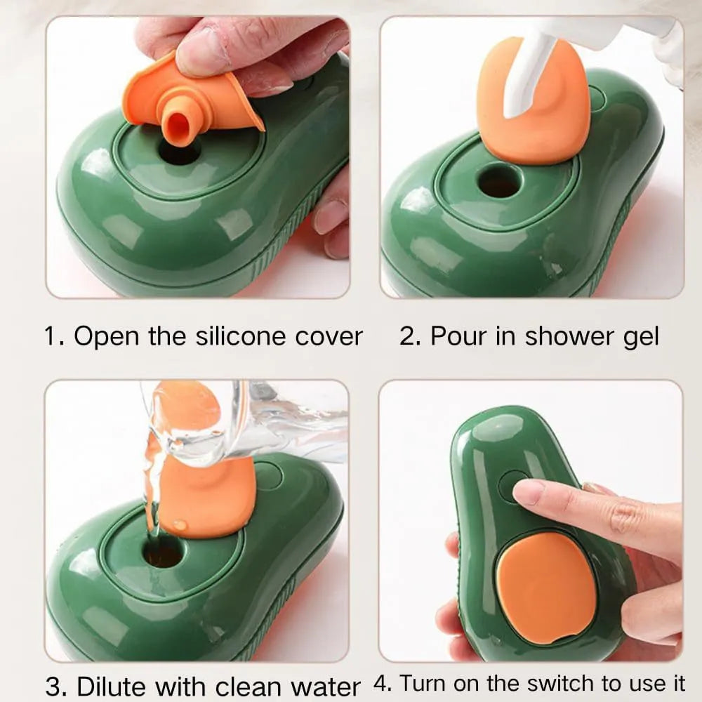 Green or white cat steam brush with water spray function and silicone teeth for pet grooming and massage