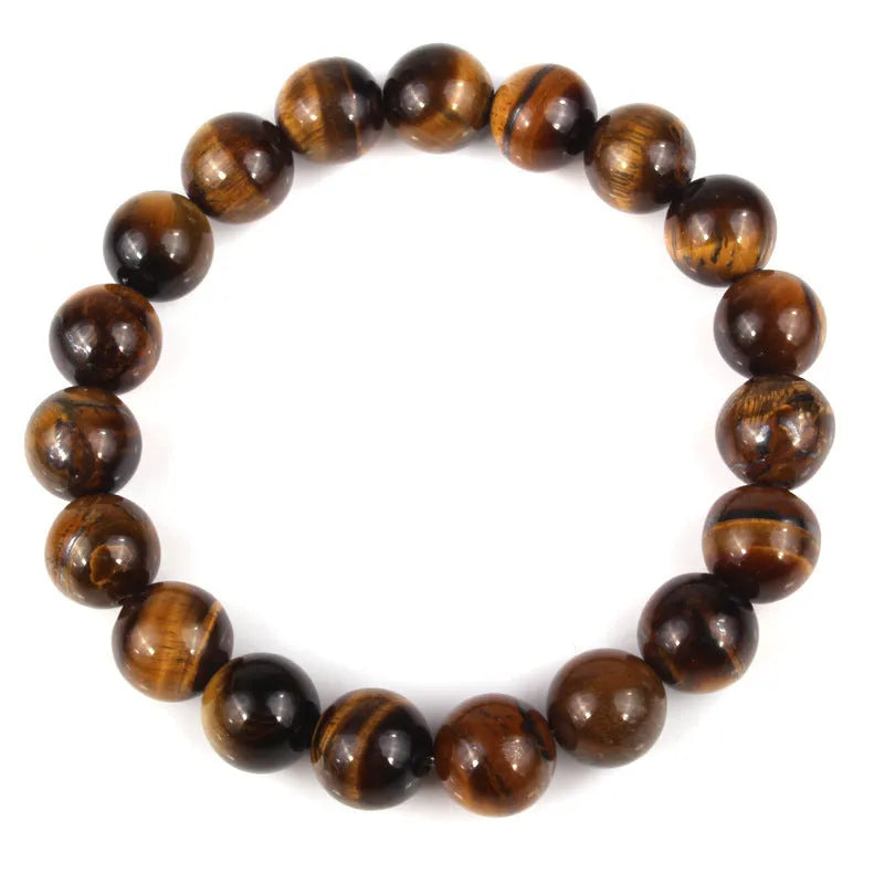 Natural tigereye crystal bead bracelet with round beads in a choice of colours and sizes.