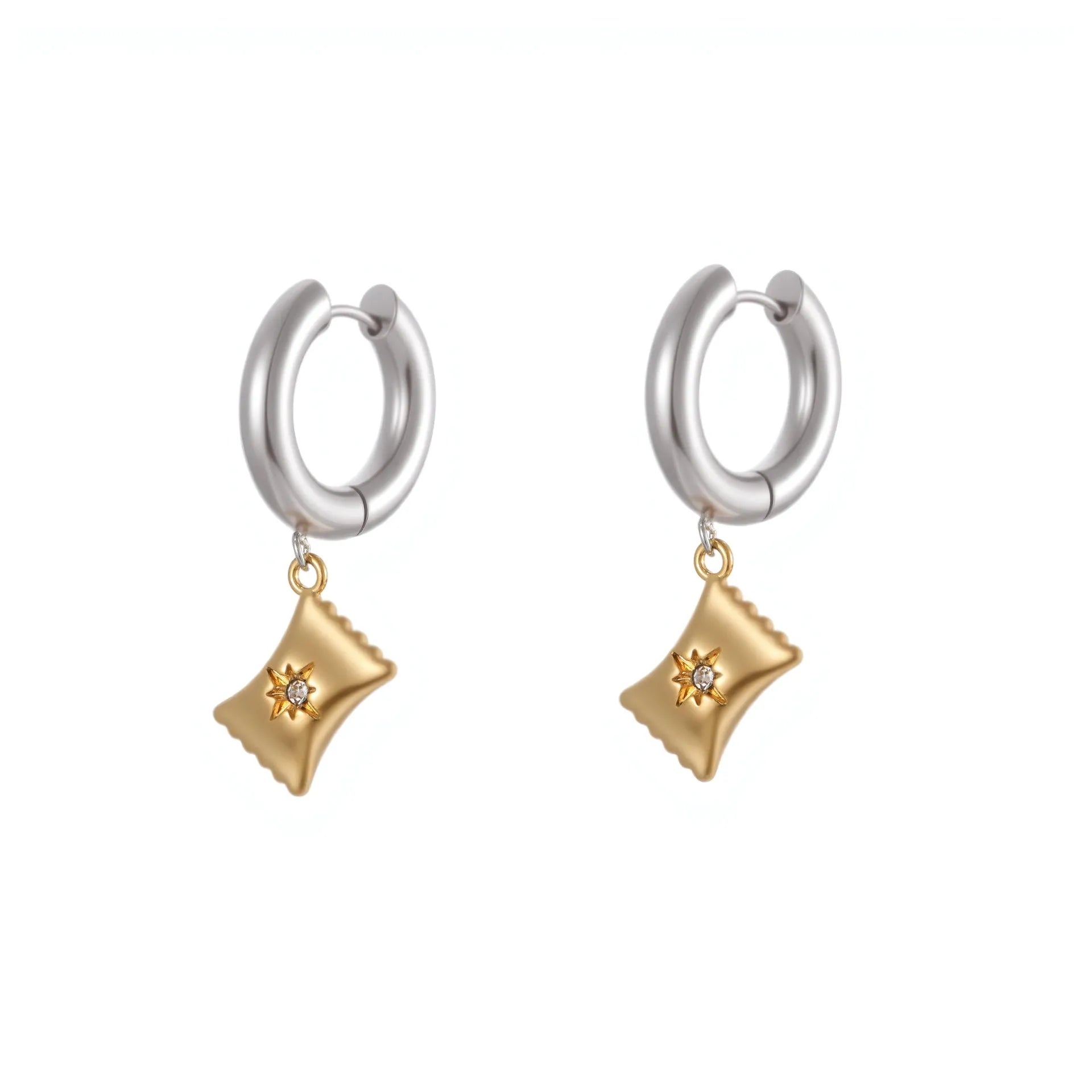 Gold plated stainless steel Christmas tree and heart shape earrings for women with star and geometric design options