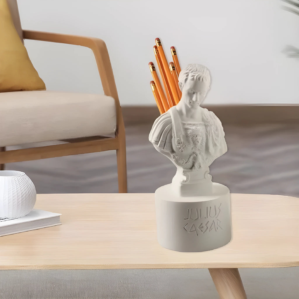 White American creative character modelling synthetic resin pen holder for desk organisation.