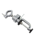 Tungsten steel bench vise with 360-degree rotation and bracket clamp for workshop use