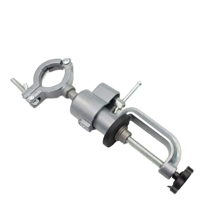 Tungsten steel bench vise with 360-degree rotation and bracket clamp for workshop use