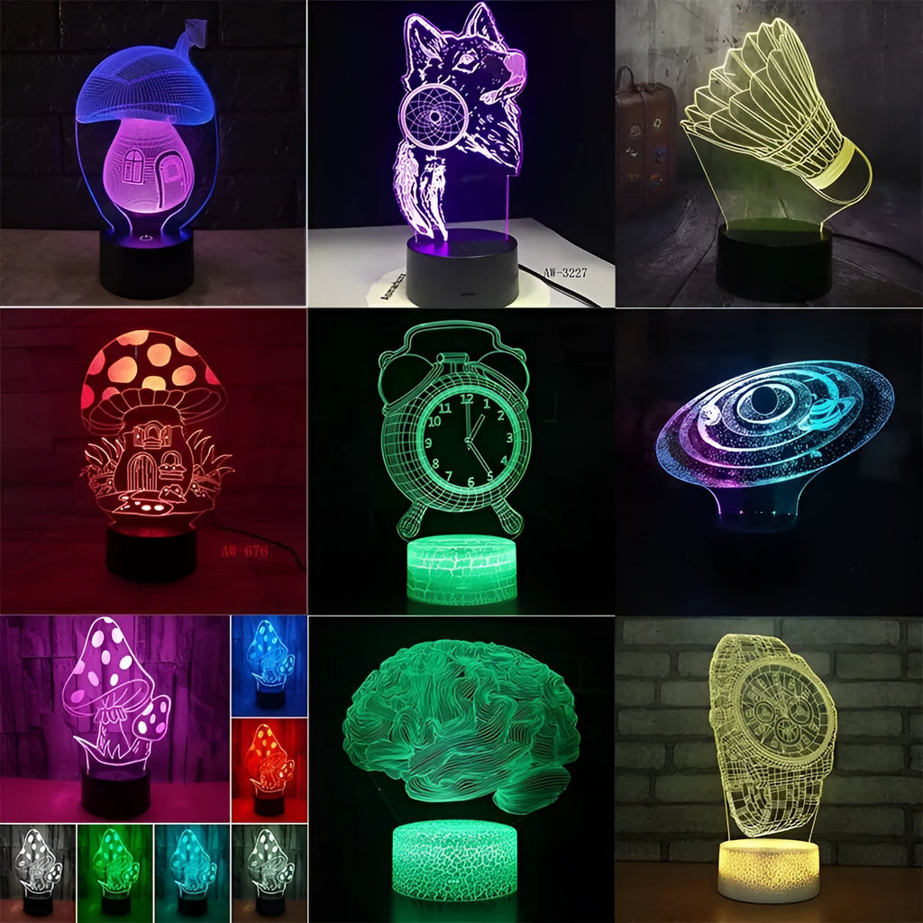 3D colourful LED desk lamp with remote control on study desk