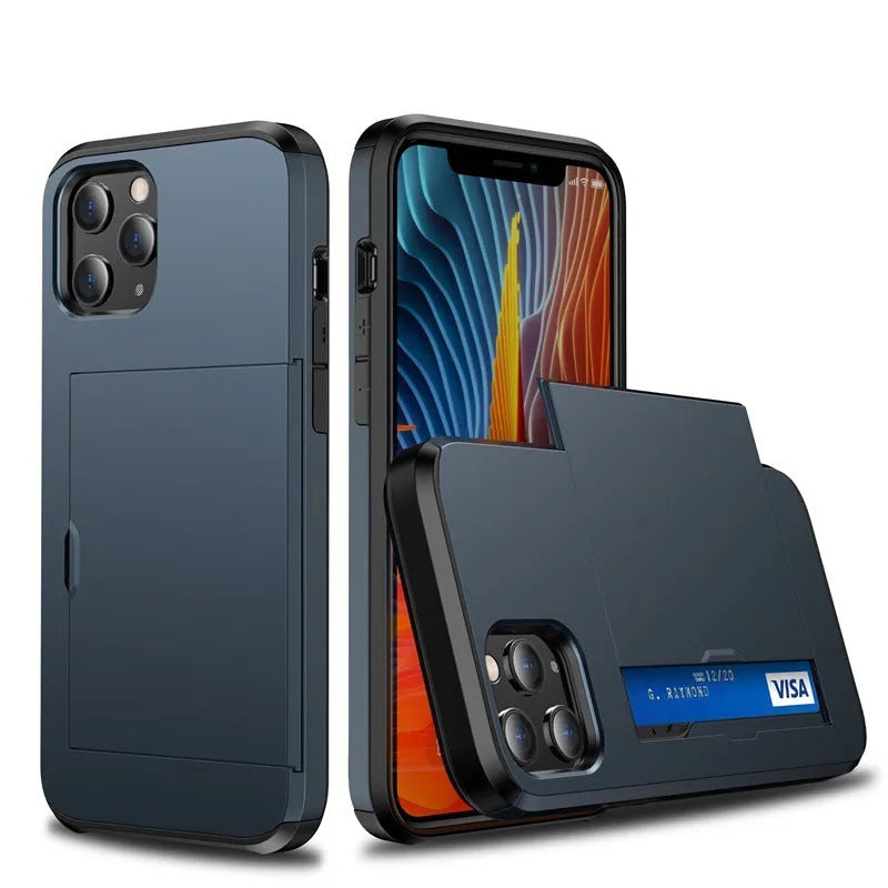 iPhone mobile phone case with sliding card cover in multiple colour options