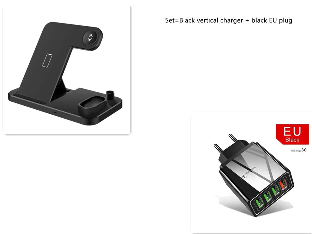 4-in-1 wireless charging station with adjustable magnetic phone stand, charging Apple Watch, AirPods and Apple Pencil simultaneously