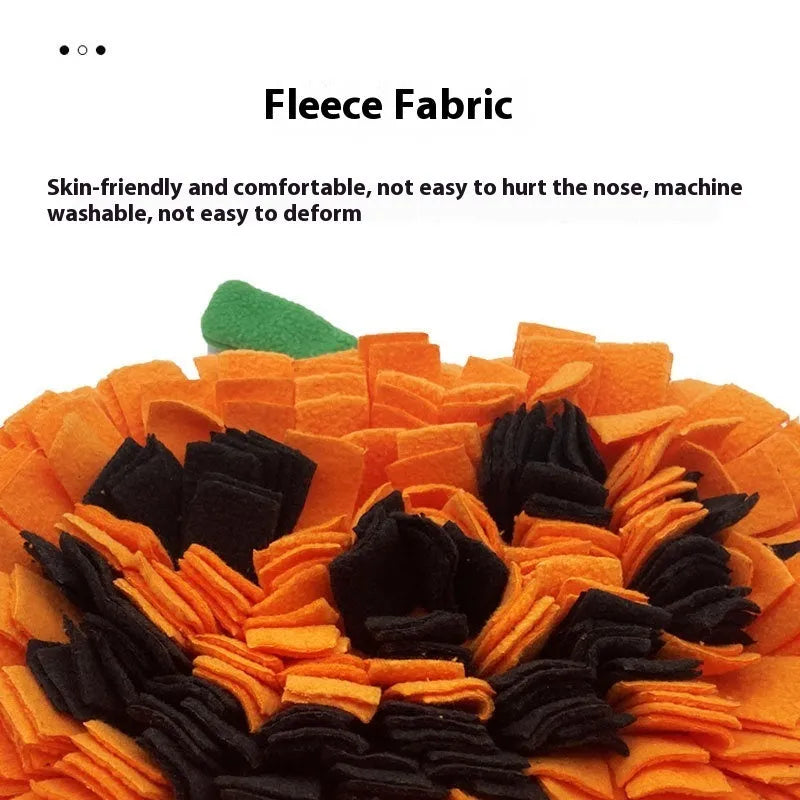 Orange pumpkin-shaped pet training mat for slow feeding and choking prevention