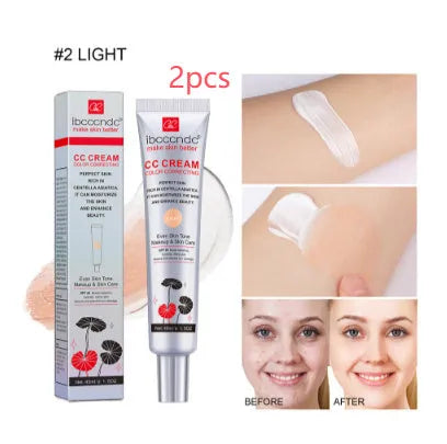 Erborian CC Cream tube in dark and light shade options for colour correcting makeup.