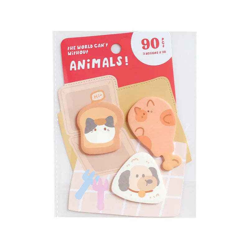 Small animal shaped sticky note set with 90 pages and six cute cover designs