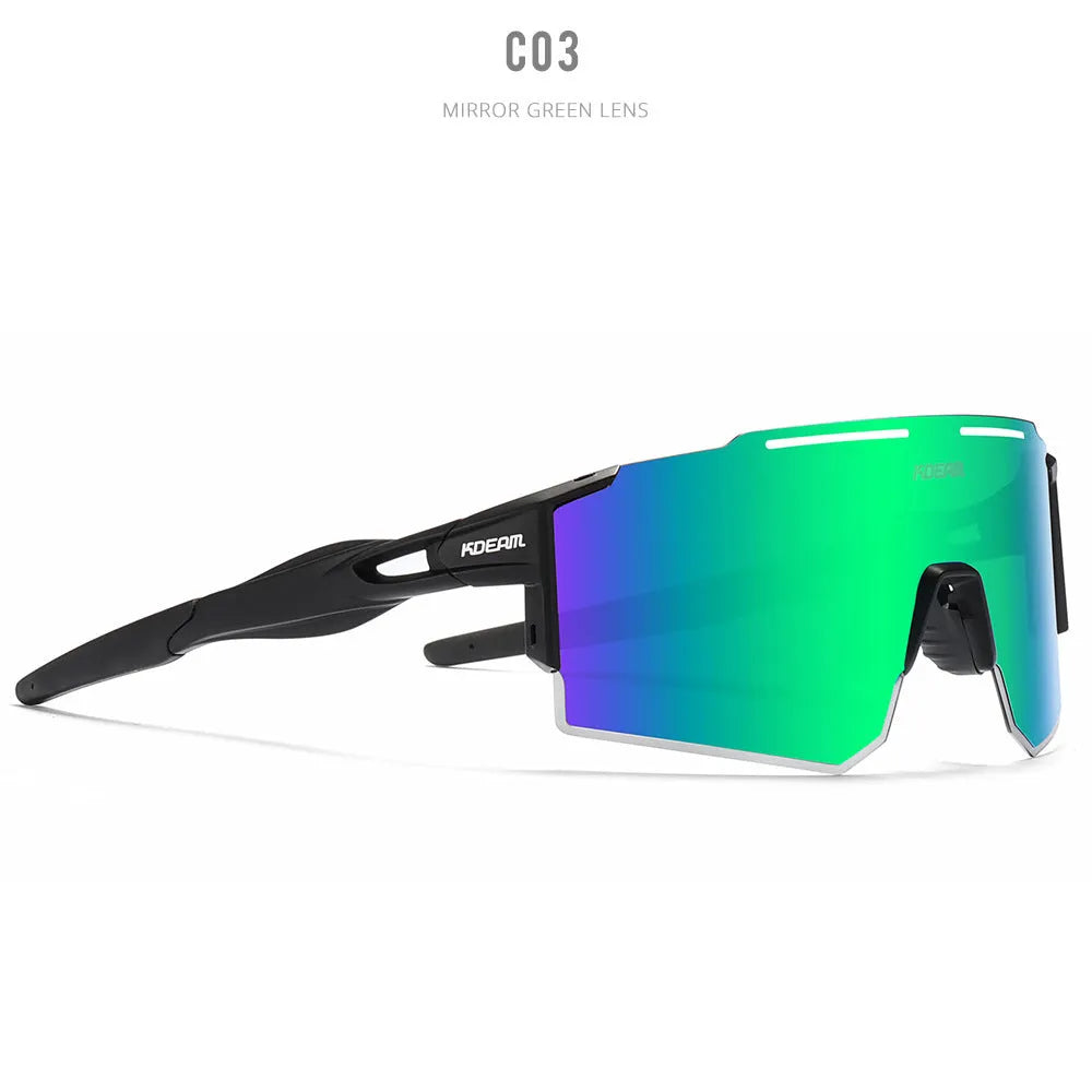 Ultralight polarised cycling sunglasses with frameless TR90 frame in a selected colour.