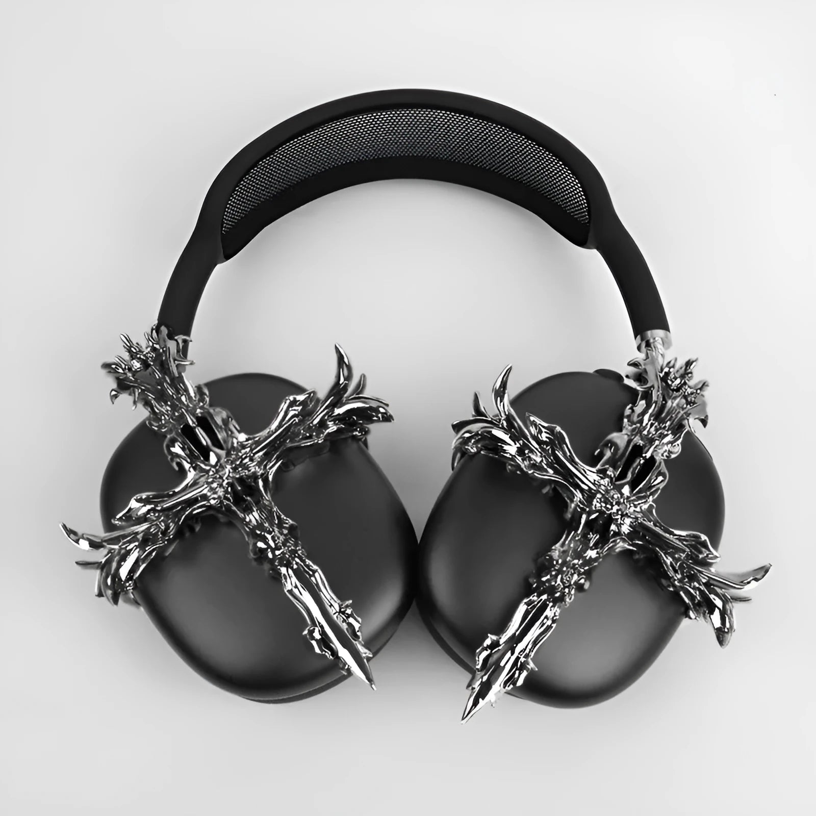 Gothic resin cross hard case headphone cover for Apple AirPods Max in silver colour