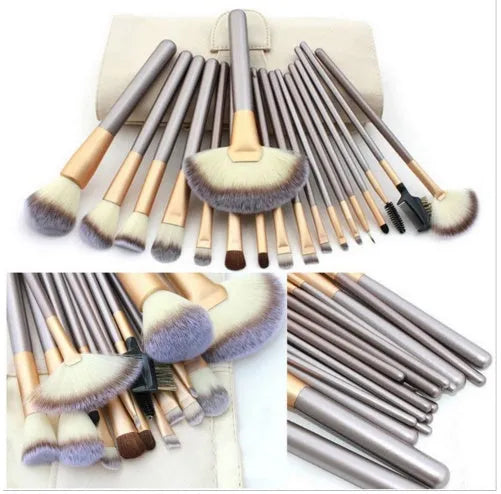 Persian make-up brush set with rice white bristles and champagne coloured handles