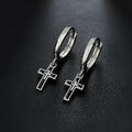 Silver plated cross retro earrings for men unisex geometric simple style