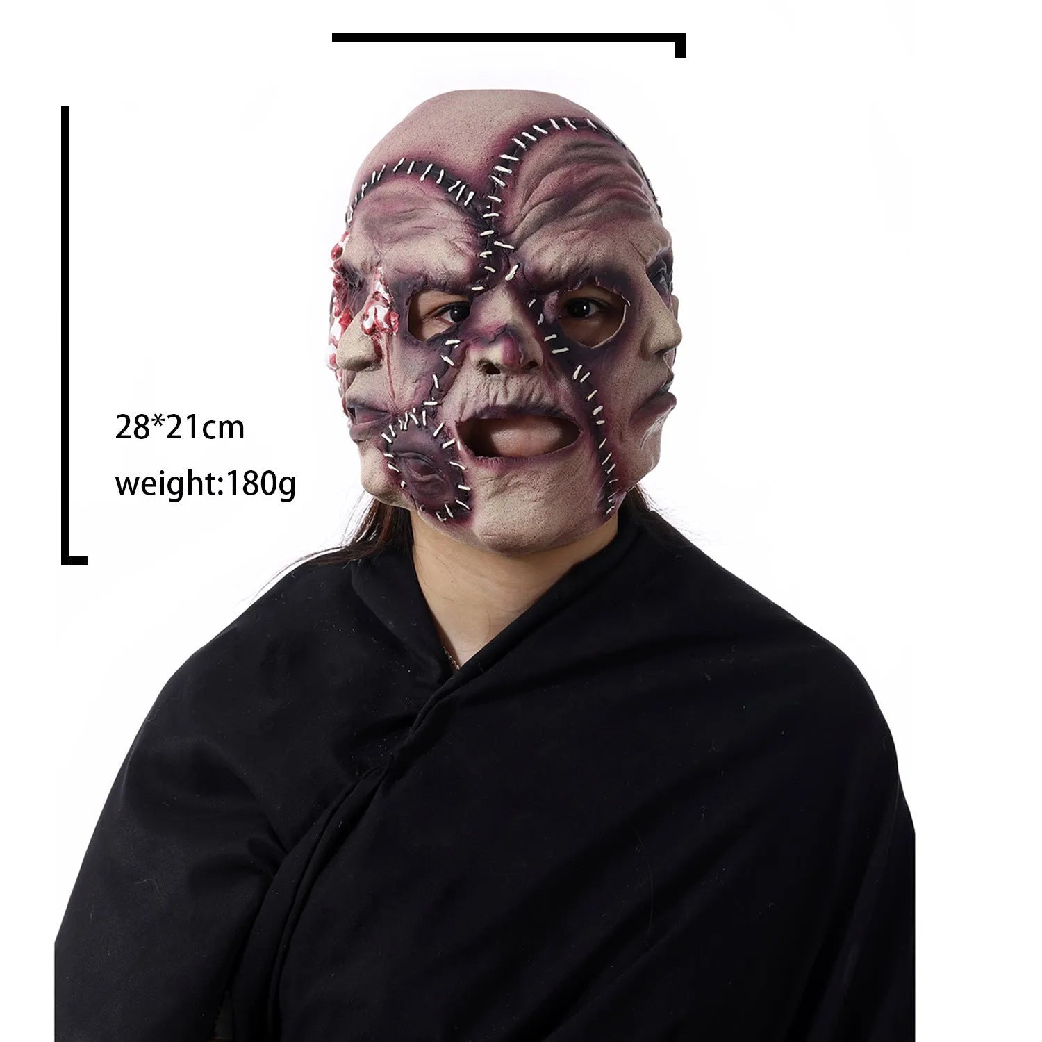 Halloween three-sided grimace horror mask made from plastic and latex