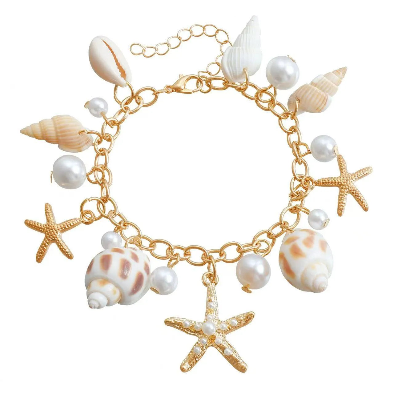 Women's alloy star charm waist chain and matching bracelet set for beach jewellery