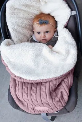 Envelope-style baby stroller sleeping bag with thick filling for winter, shown in a choice of colours.