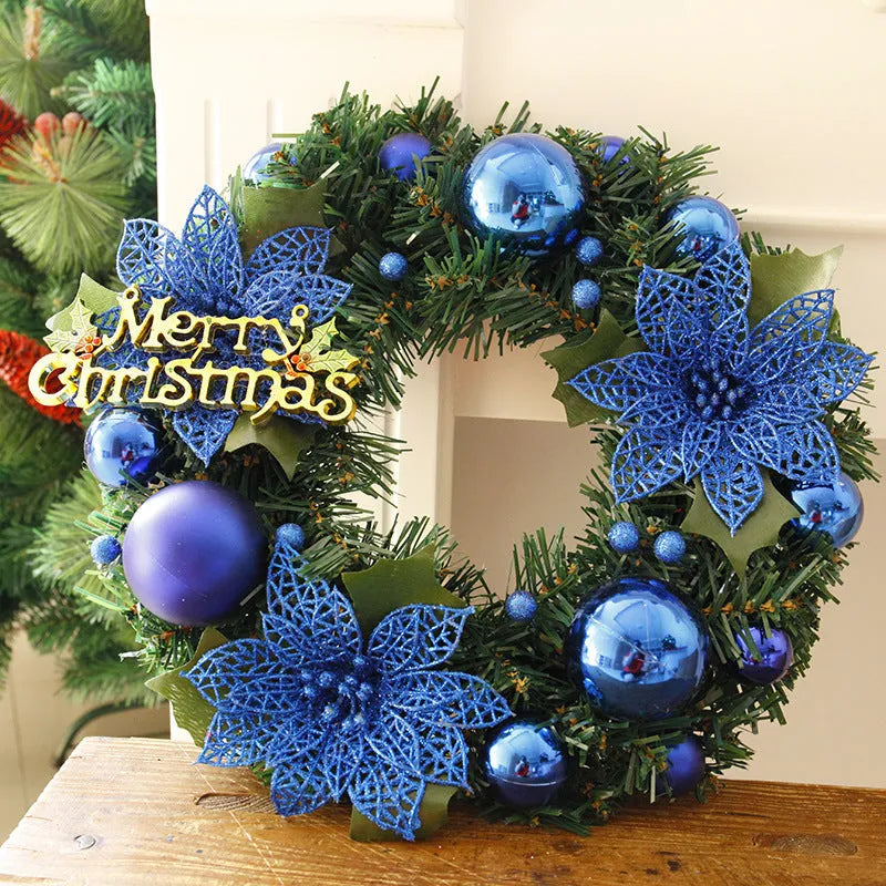 30cm plastic Christmas wreath decoration in multicolour options for door or wall hanging
