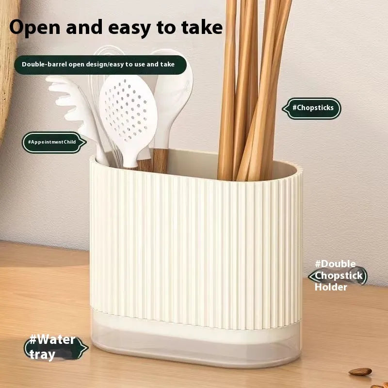Modern plastic chopsticks cage wall holder in beige, dark green or orange for kitchen utensil storage
