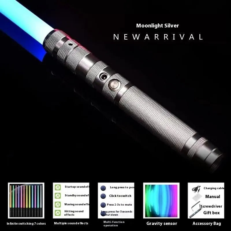 Metal laser sword with 16-colour gravity induction light handle for children aged 7-14