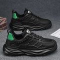 Men's white and black breathable mesh shoes with round toe design for leisure wear