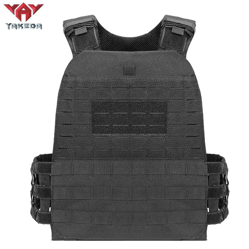 Tactical training outdoor combat vest in military green with adjustable waist straps and 600D polyester construction