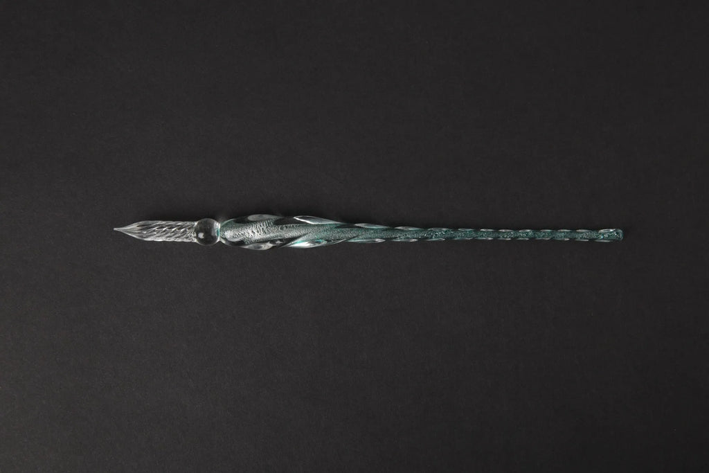 Glass crystal pen with coloured glaze dip art decoration in abstract modern design
