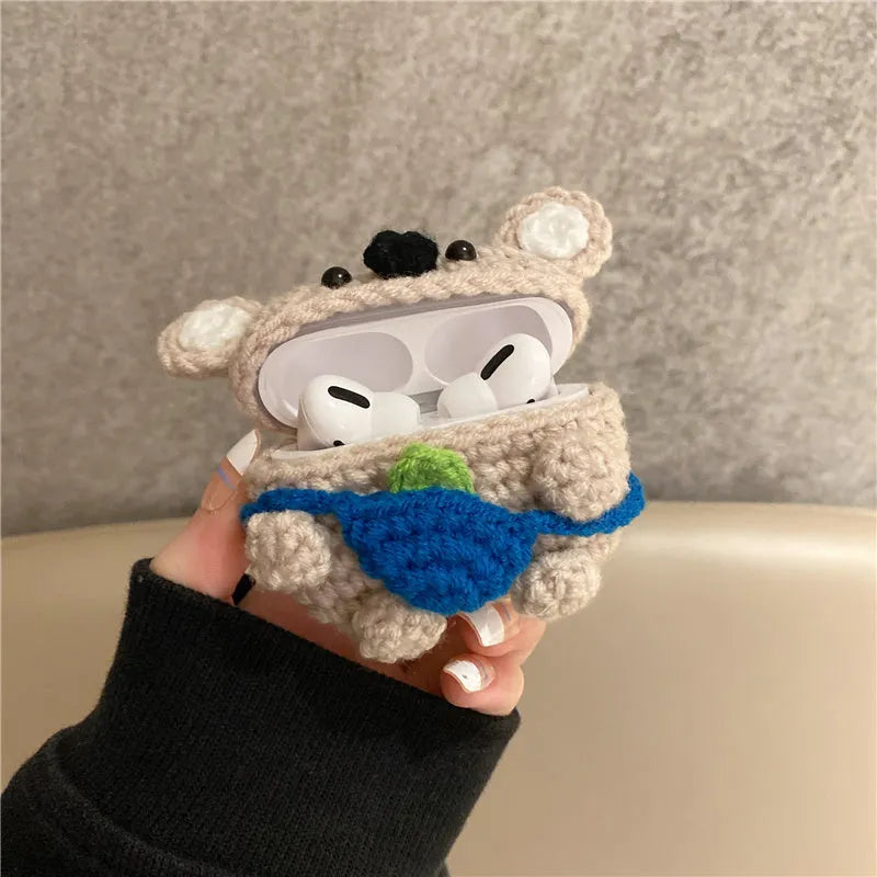 Handmade knitted koala bear backpack cover for AirPods protective case