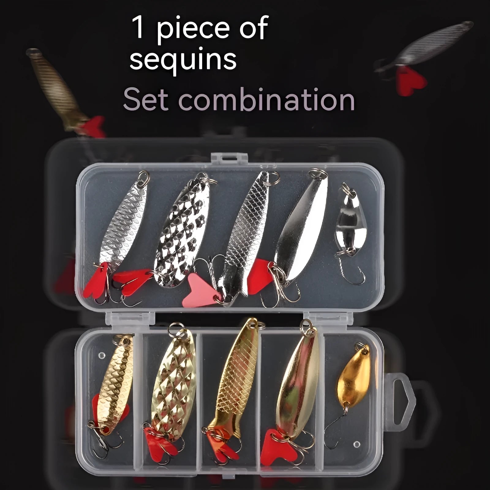 Lure fishing pineapple sequin box containing metal sequins for iron false bait modification