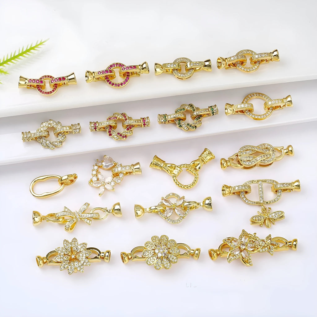 Gold plated jewellery chain buckle for pearl necklace clasp and DIY jewellery making