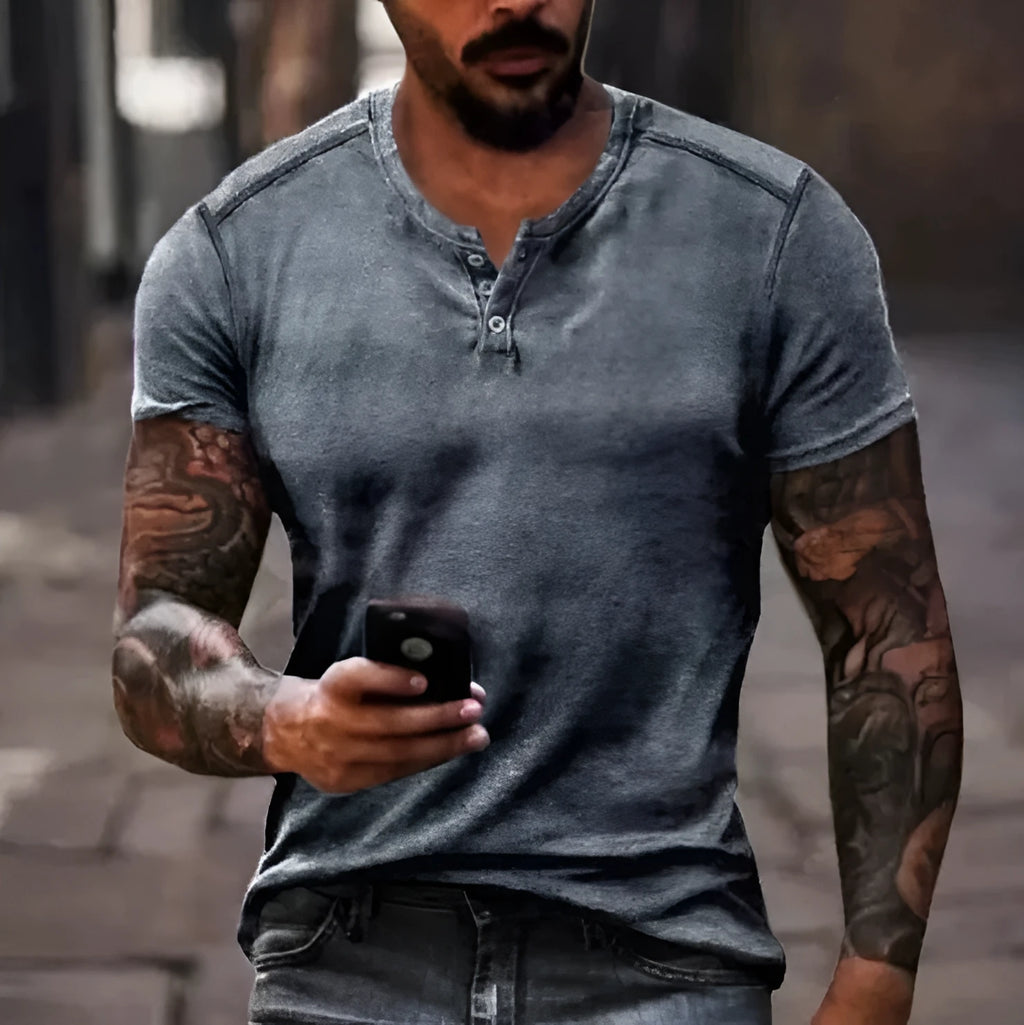 Men's short sleeve polyester sports shirt with lapel buttons in bird eye cloth fabric