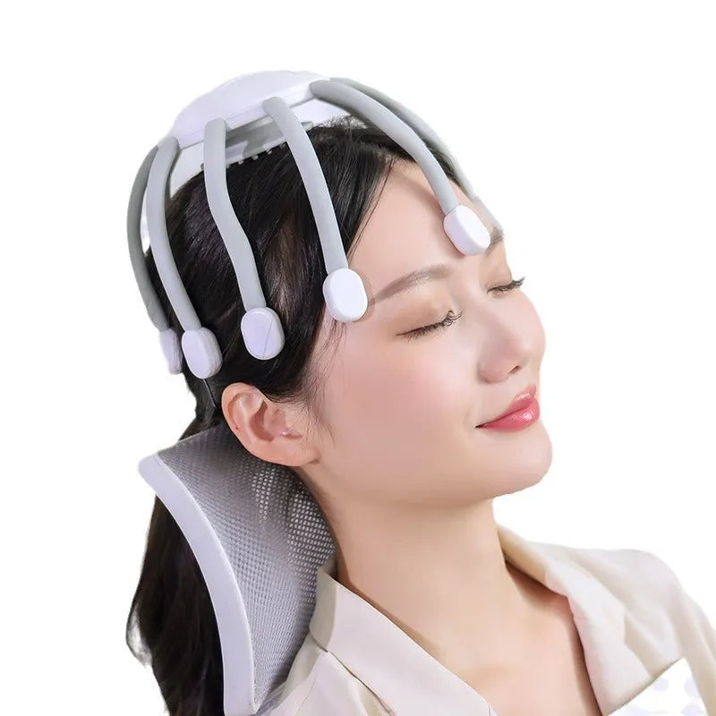 USB powered head massager with multiple claws for scalp vibration and relaxation